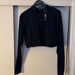 fashion nova Black Long Sleeve Crop Top